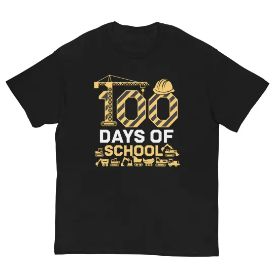 Discover 100 Days Of School Construction Vehicle 100th Day Boys Kids T-Shirt