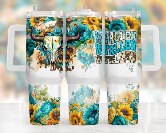 Discover Western 40oz Tumbler Wrap, Country 40 oz Tumbler Png, Boho 40 oz Tumbler Sublimation Designs, 40 Ounce Tumbler Designs Yellow Floral Tumbler