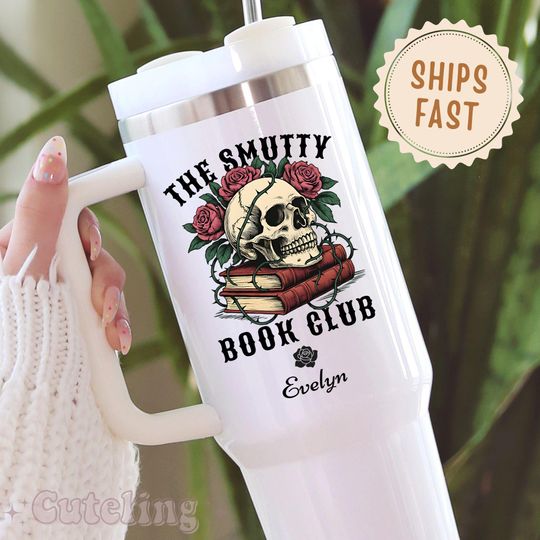 Discover Smutty Book Club Book Lover Tumbler Personalized Dark Romance Book Lover 40oz Tumbler with Handle Custom Book Lover Gift Tumbler Romantasy