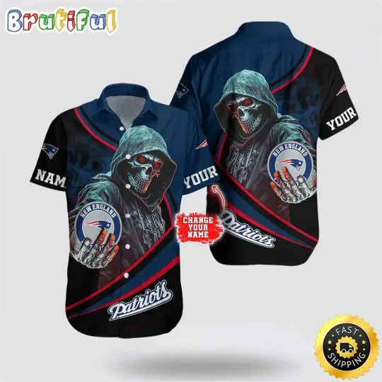 Discover Personalized New England Football Hawaiian Shirt Skull Tropical Team Gifting