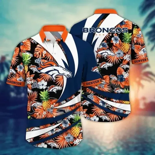 Discover Denver Broncos Hawaiian Shirt, Summer Tropical Floral Aloha Top