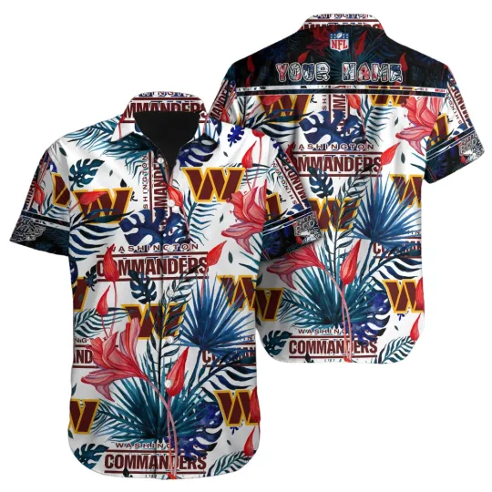Discover Washington team Commander hawaiian shirt,Tropical tree, Floral Hawaiian