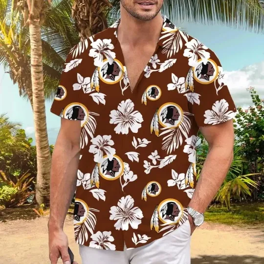 Discover Washington Team Redskin Hawaiian Shirt, 2024 Retro Tropical Men’s Shirt