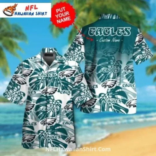 Discover Philadelphia Eagles Hawaiian Shirt with Tropical Leaves for Summer Beach