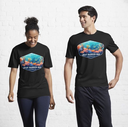 Discover Great Barrier Reef Australia Travel Souvenir Active T-Shirt