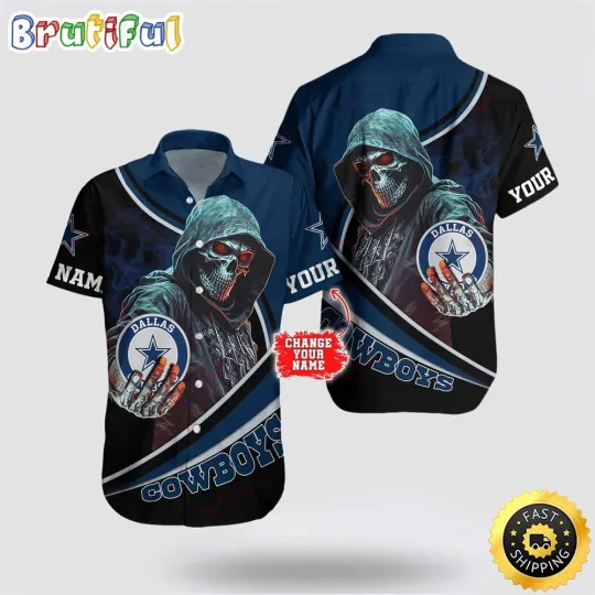 Discover Personalized Dallas Football Hawaiian Shirt Skull Tropical Team Gifting