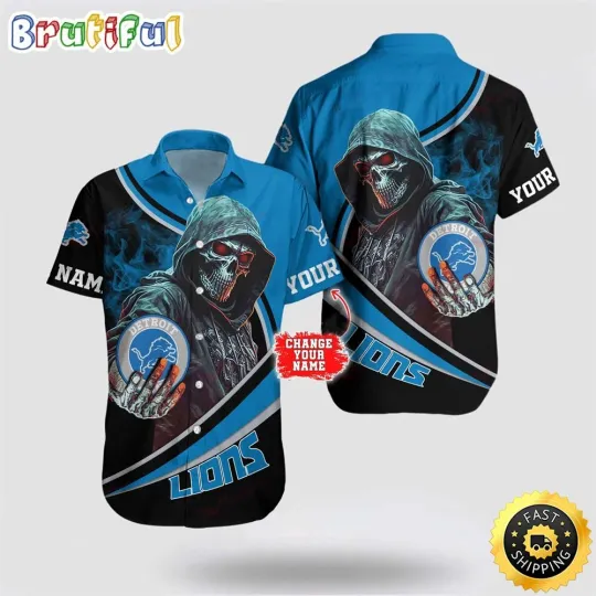 Discover Personalized Detroit Football Hawaiian Shirt Skull Tropical Team Gifting