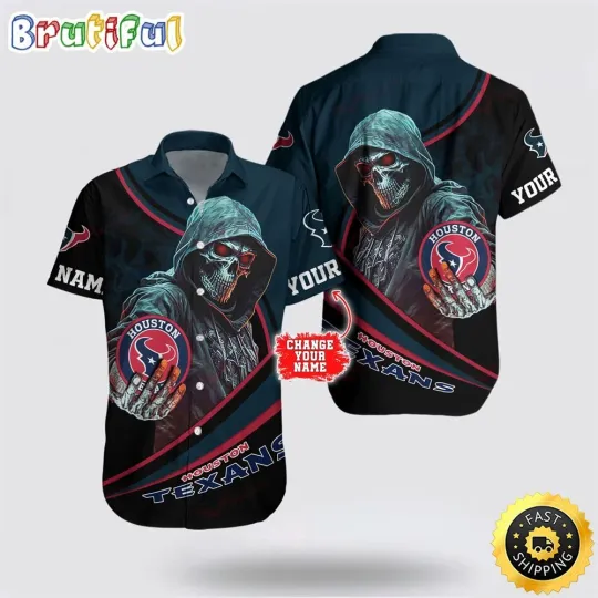 Discover Personalized Houston Football Hawaiian Shirt Skull Tropical Team Gifting