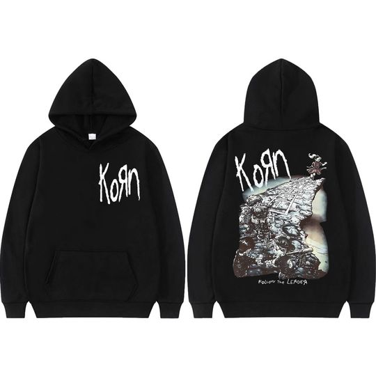 Discover Rock Band Korn Ftl 25 Follow The Leader Merch Hoodies Fashion Vintage Hooded Sweatshirts Men Women Casual Oversized Pullovers