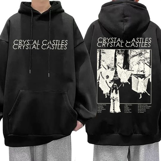 Discover Vintage Crystal Castles Band Hoodie Men Women Gothic Punk Rock Hooded Sweatshirt Men's Fashion Loose Oversized Pullover Hoodies