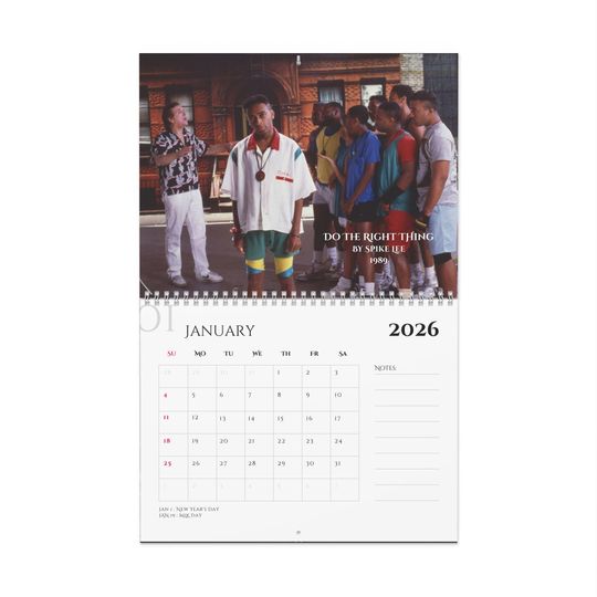 Discover Black Cinema 2026 Wall Calendar - Film Calendar - Movie Gift