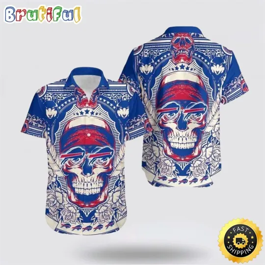 Buffalo Football Hawaiian Shirt Skull Show Off Your Tropical Team Spirit