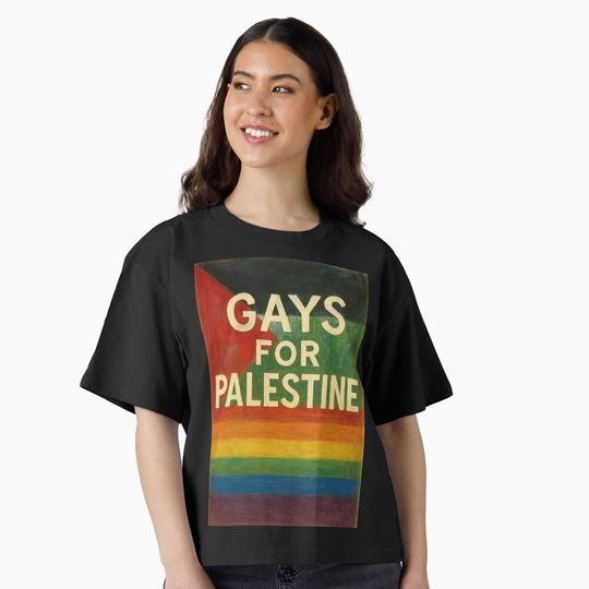 Discover Gays for Palestine – Queer Solidarity and Pride Flag Art Boxy T-Shirt