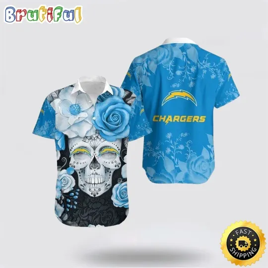 Discover football Los Angeles Chargers Hawaiian Shirt Skull Embrace Game Day Island Style