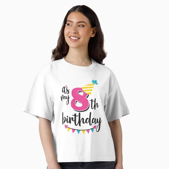 Discover 8th birthday 8 years of being awesome 8 years kid girl boy Off birthday Vacation Inspiration Joy Mood Boxy T-Shirt