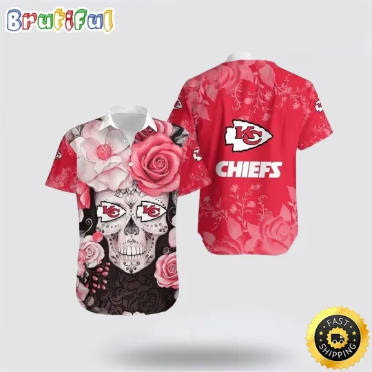 Discover football Kansas City Hawaiian Shirt Skull Embrace Game Day Island Style