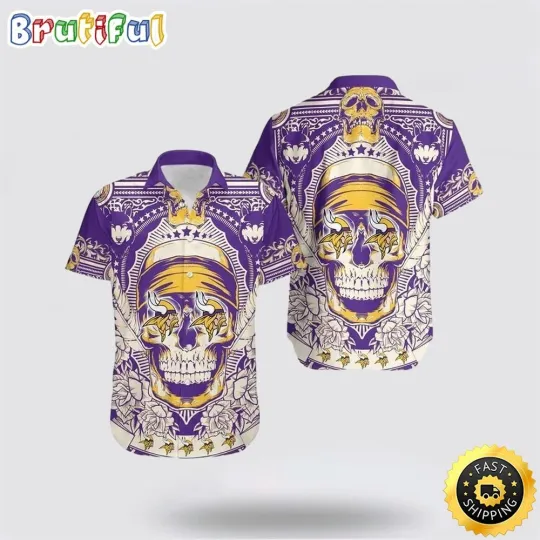 Discover Minnesota Football Hawaiian Shirt Skull Show Off Your Tropical Team Spirit