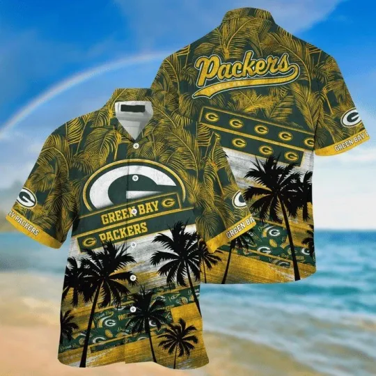Discover football Green Bay Football Coconut Tree Beach Hawaiian Shirt