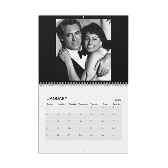 Discover Hollywood Golden Age Cinema Calendar 2026 | Vintage Film Decor