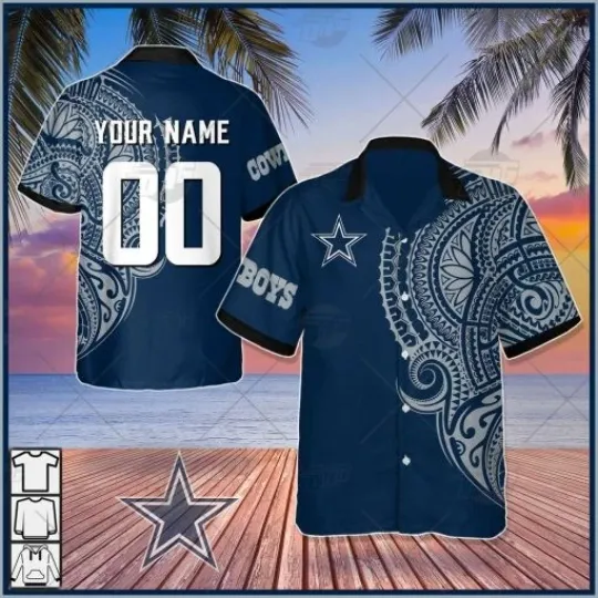 Discover Personalize Dallas Football Polynesian Tattoo Design Hawaiian Shirt