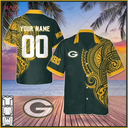 Discover Personalize football Green Bay Polynesian Tattoo Design Hawaiian Shirt Travel