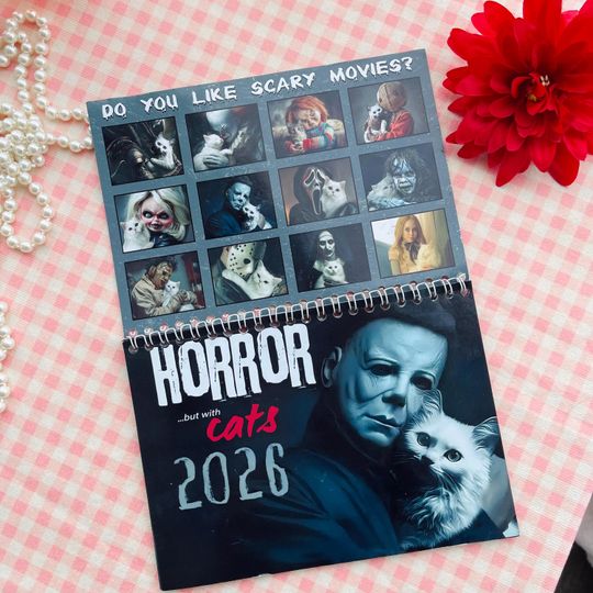 Discover Horror Movie Cats 2026 Calendar, Halloween 2026 Wall Calendar NNA