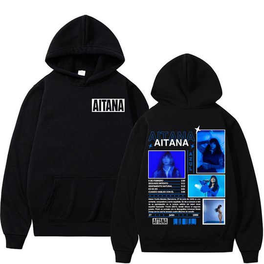 Discover Singer Aitana Azul Album Tour Graphic Hoodies Men Women's Harajuku Hip Hop Vintage Sweatshirt High Quality Comfort Fleece Hoodie