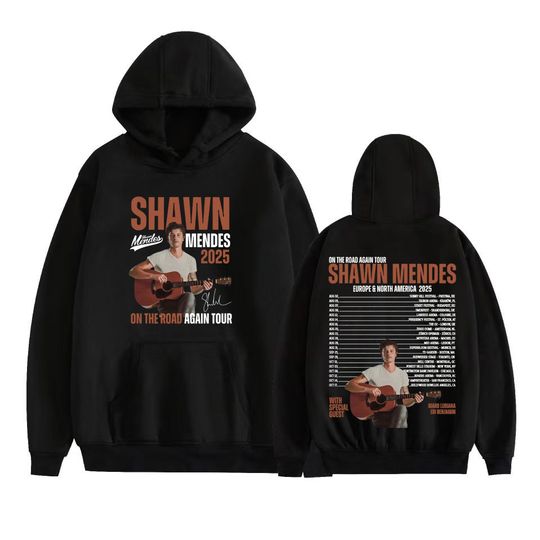 Shawn Mendes on The Road Again Tour 2025 Merch Hoodie Men Women Harajuku Hip Hop Punk Sweatshirt Casual Cozy Oversized Pullovers