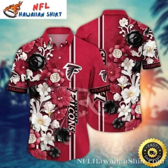 Discover Red Floral Fantasy Atlanta football Hawaiian Shirt