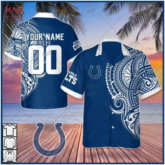 Discover Personalize football Indianapolis Polynesian Tattoo Design Hawaiian Shirt Fan