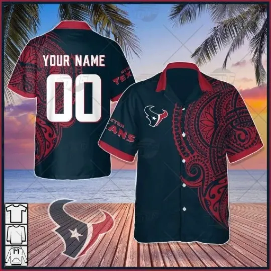 Discover Personalize football Houston Polynesian Tattoo Design Hawaiian Shirt