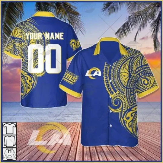 Discover Personalize football Los Angeles Polynesian Tattoo Design Hawaiian Shirt