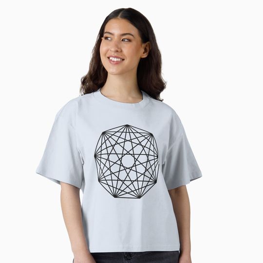 Discover Nonagon Shape Black Boxy T-Shirt