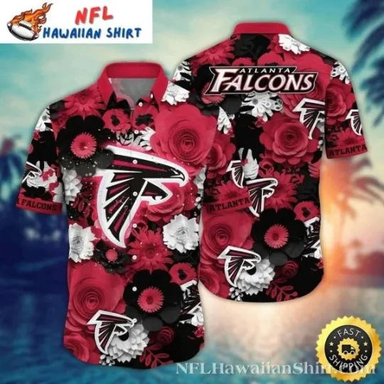 Discover Roses Falconsss – Bold Black And Red Atlanta Falconsss Hawaiian Shirt