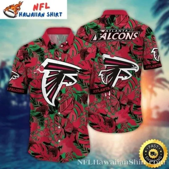 Discover Jungle Fervor – Atlanta Football  Thematic Green And Red Tropical Hawaiin Shirt