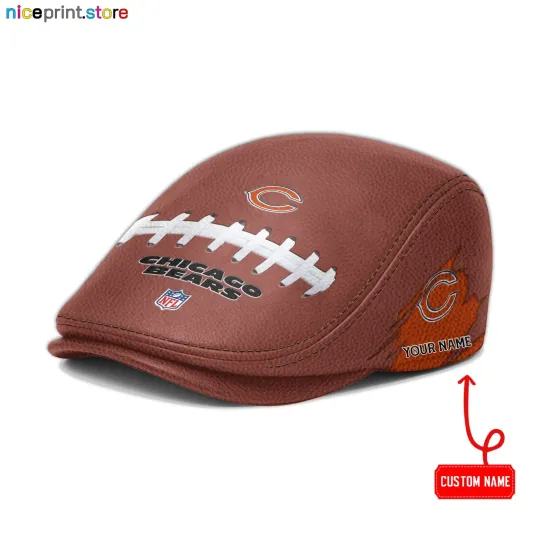 Discover Chicago Team Bears Leather Jeff Cap football Driver Cap football Leather Flat Cap for men