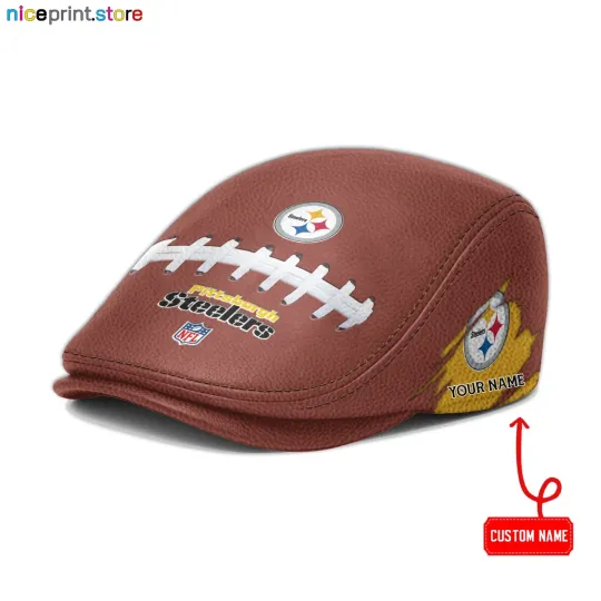 Pittsburgh Team Steeler Leather Jeff Cap football Driver Cap football Leather Flat Cap