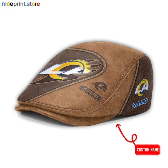 Leather Cap Los Angeles Team Rams Jeff Cap football Newsboy Cap Golf Cap football Flat Cap