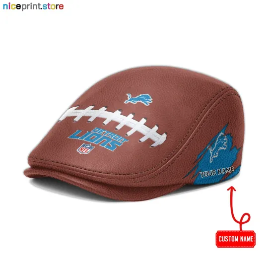 Detroit Team Lions Leather Jeff Cap football Driver Cap football Leather Flat Cap for men