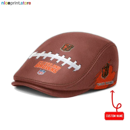 Cleveland Team Browns Leather Jeff Cap football Driver Cap football Leather Flat Cap