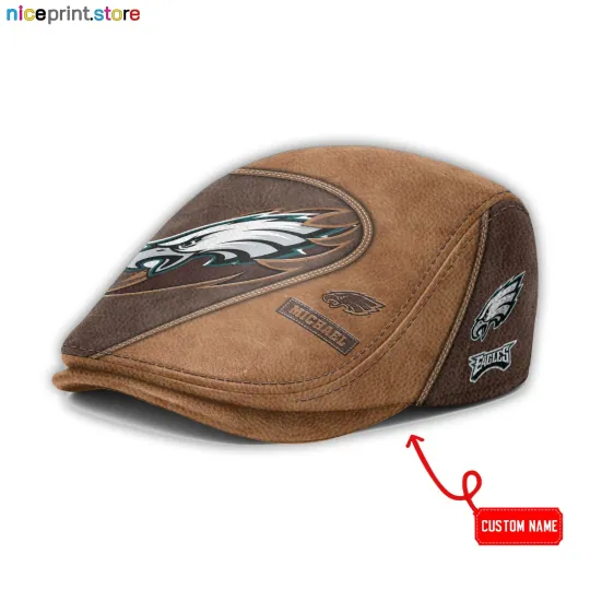 Discover Leather Cap Philadelphia Team Eagles Jeff Cap football Newsboy Cap football Flat Cap