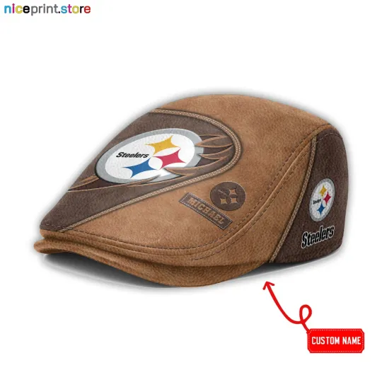 Leather Cap Pittsburgh Team Steeler Jeff Cap football Newsboy Cap football Flat Cap