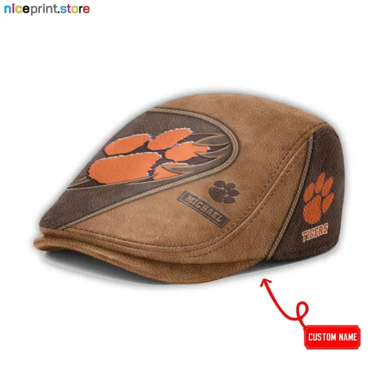 Leather Cap Clemson Team Tigers Jeff Cap NCAA Driver Cap Golf Cap NCAA Flat Cap