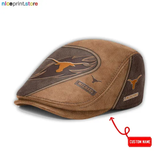 Discover Leather Cap Texas Team Longhorns Jeff Cap NCAA Driver Cap Golf Cap NCAA Flat Cap