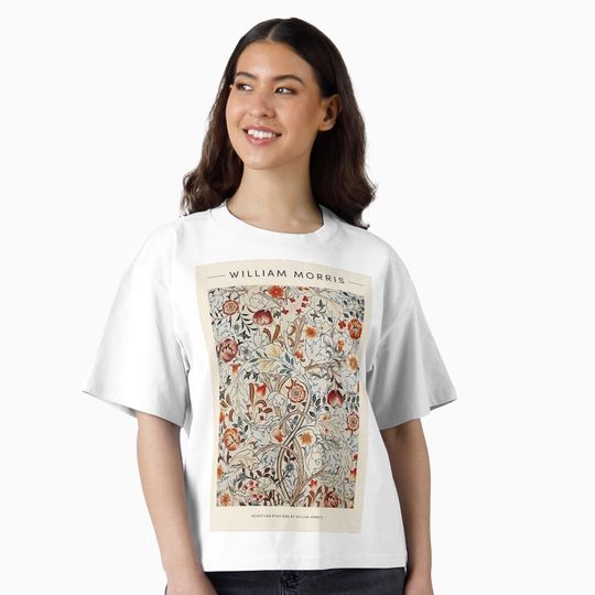 Discover William Morris Flower Red Boxy T-Shirt