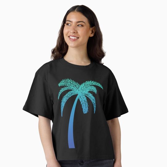 Discover Tropical Palm Tree Gradient – Minimalist Summer Beach Design Boxy T-Shirt