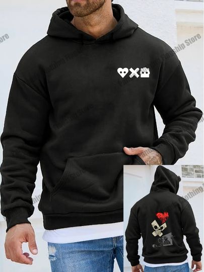 Discover Love death robot print pattern men's hoodie women daily shopping wear fashionable casual spring and autumn plus size hoodie