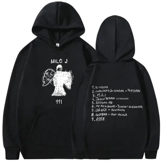 Discover Milo J Hoodies 111 Album Merch Hooded Sweatshirts Men Women Fashion Hip Hop Vintage Long Sleeve Pullovers Fans Gift Streetwear