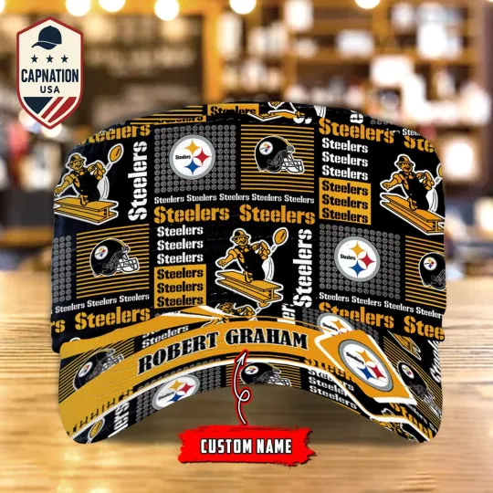 Pittsburgh-Steeler Custom Military Cap NF-L Flat Cap Baseball Cap Gift For Men