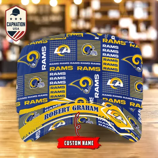 Discover Los-Angeles-Rams Custom Military Cap N-F-L Flat Cap Baseball Cap Gift For Men